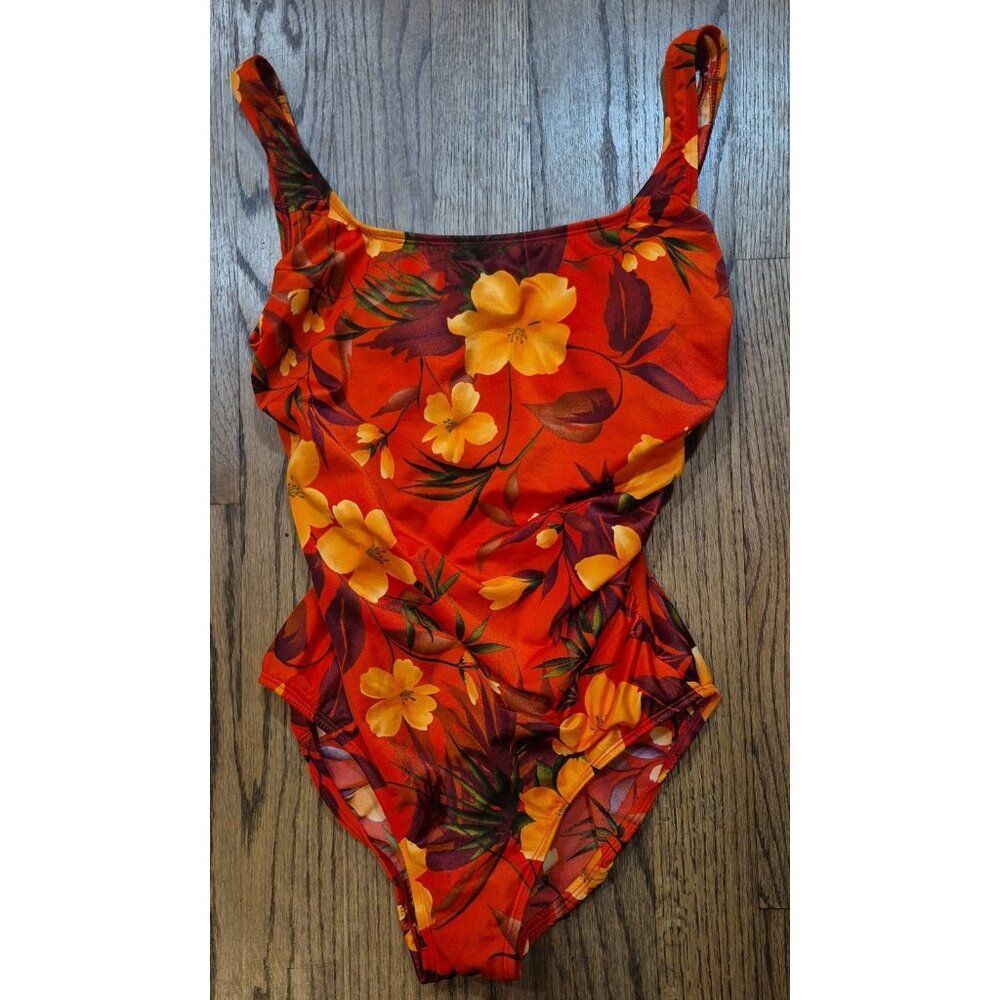 Longitude Slimming Hawaiian One Piece Bathingsuit Swimsuit Women's Size 14